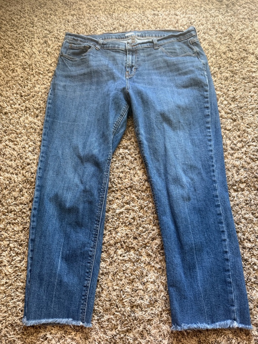 Old Navy Blue Boyfriend Cropped Jeans with Raw Hem